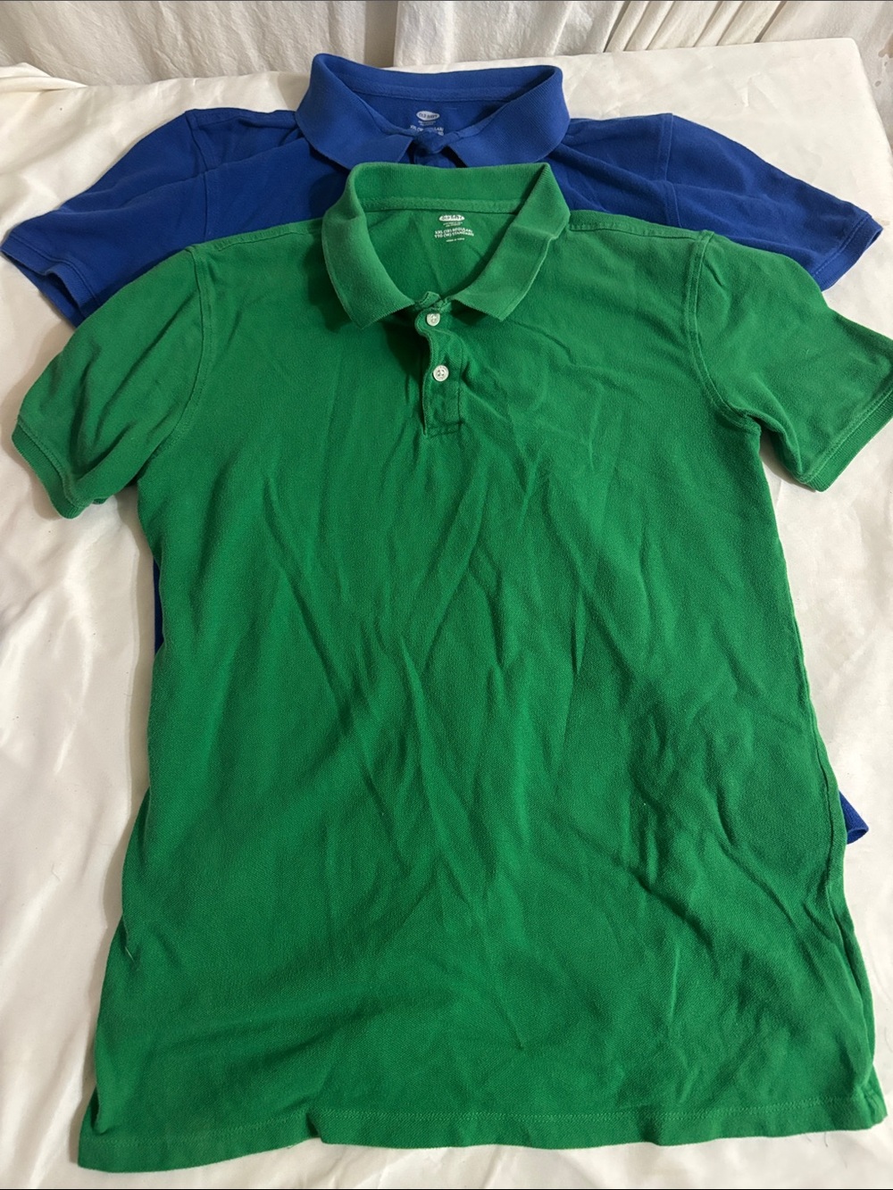 2 shirts Old Navy Green  Blue Cotton Polo preppy school uniform golf casual H
